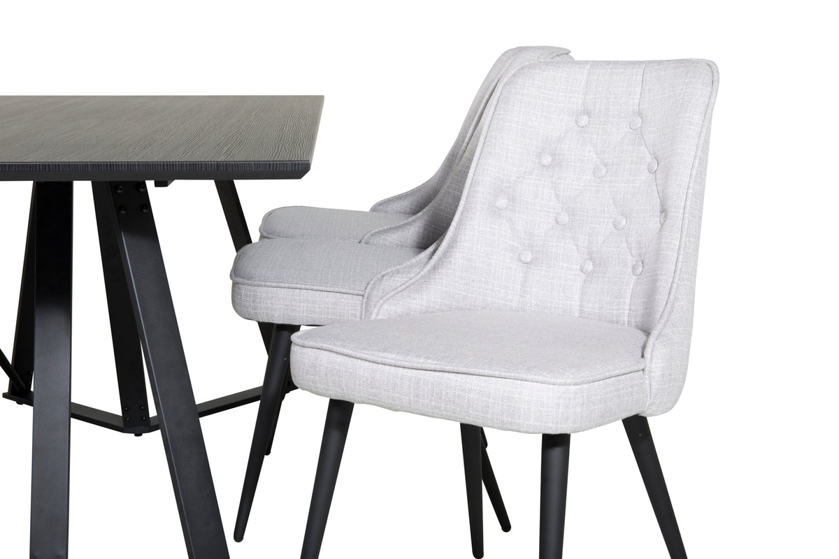 Venture Design Marina & Velvet Deluxe Matbord 90x180 + Matstolar Grå