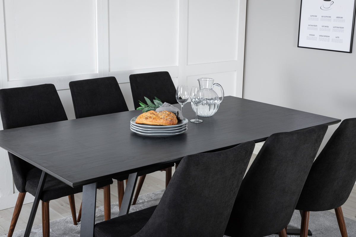 Venture Design Leone & Marina Matstolar Svart + Matbord 90x180