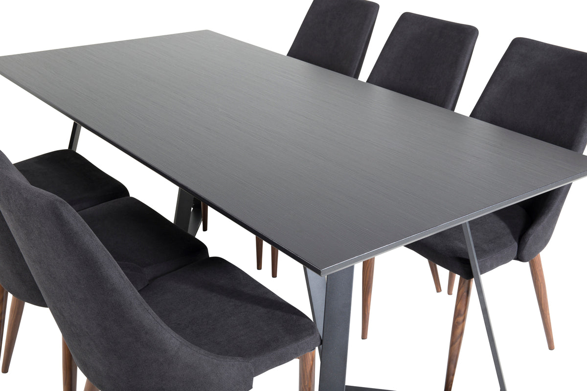 Venture Design Leone & Marina Matstolar Svart + Matbord 90x180
