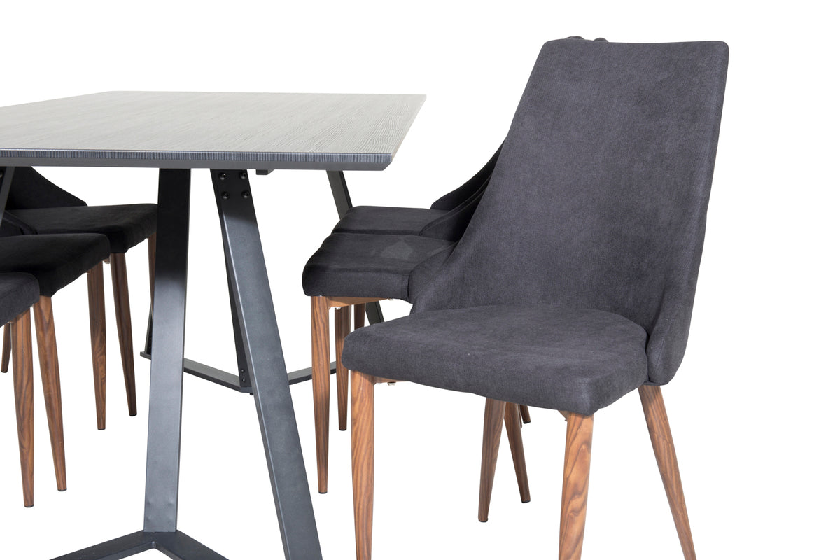 Venture Design Leone & Marina Matstolar Svart + Matbord 90x180