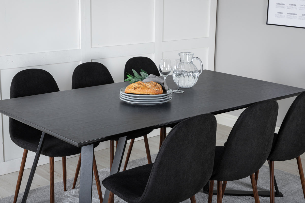 Venture Design Polar & Marina Matstolar Svart + Matbord 90x180