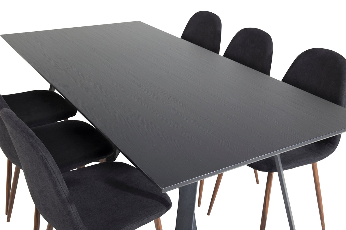 Venture Design Polar & Marina Matstolar Svart + Matbord 90x180