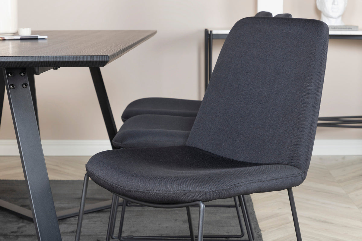 Venture Design Muce & Marina Matstolar 2-pack Svart + Rektangulära Matbord 180 x 90 Svart