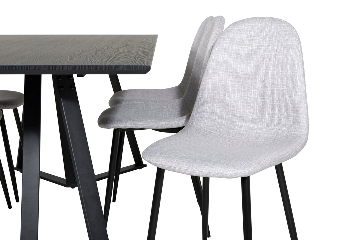 Venture Design Polar & Marina Matstolar 2-pack Grå + Rektangulära Matbord 180 x 90 Svart