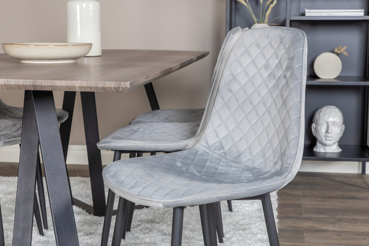 Venture Design Polar & Marina Matstolar 2-pack Grå + Rektangulära Matbord 180 x 90 Natur