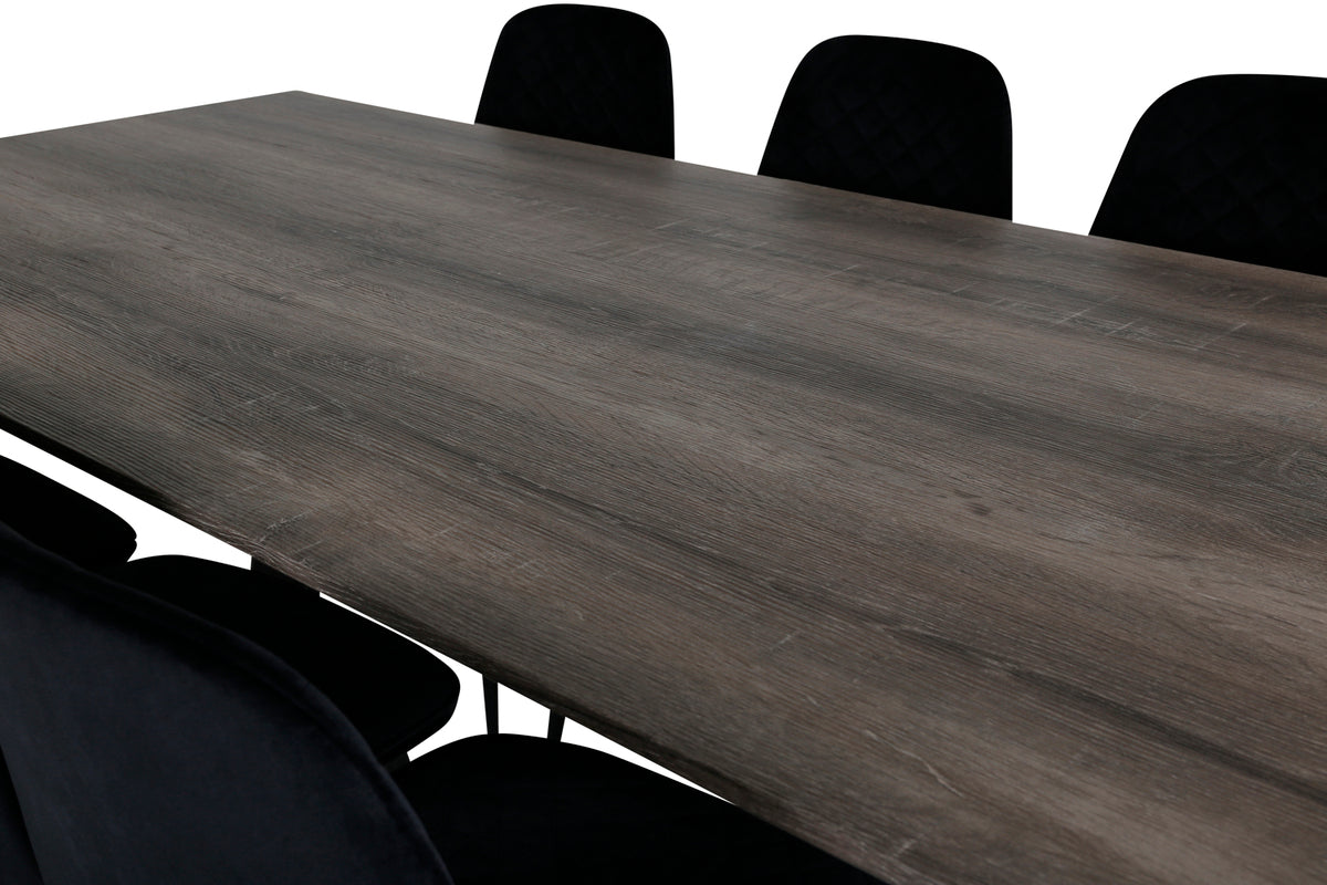 Venture Design Polar & Marina Matstolar 2-pack Svart + Rektangulära Matbord 180 x 90 Natur