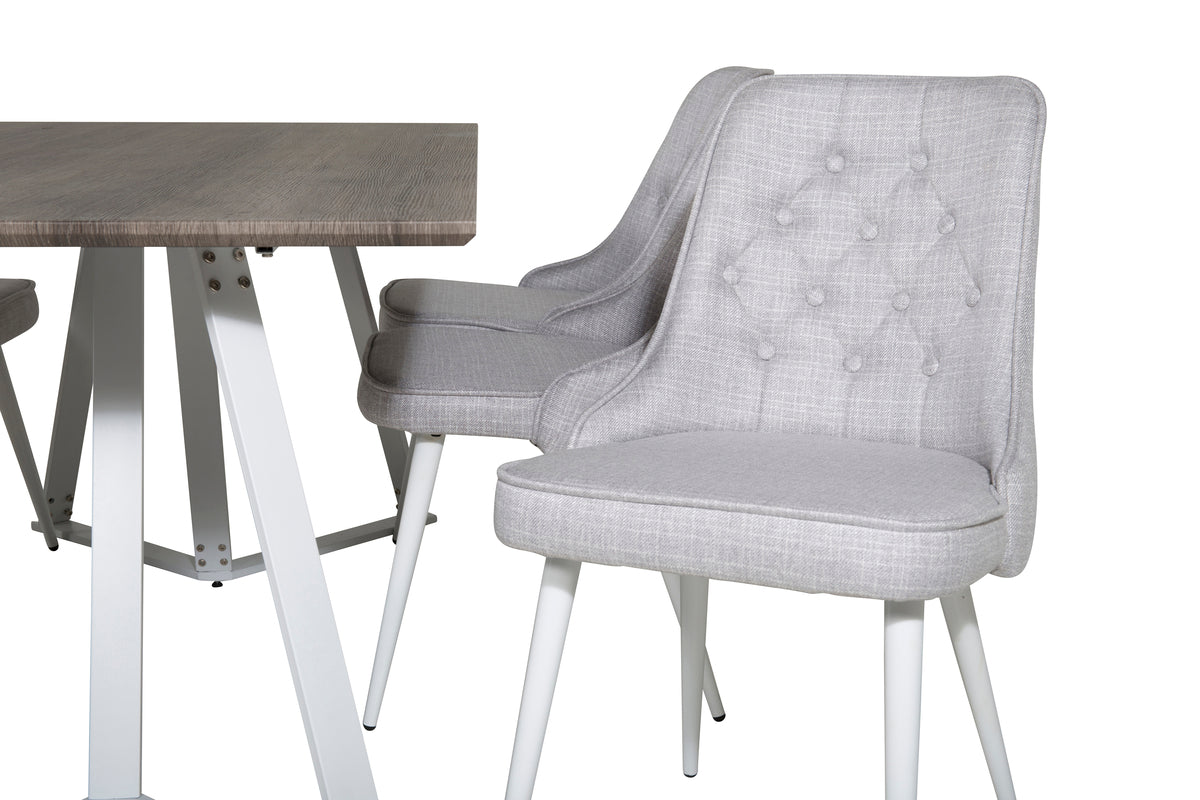 Venture Design Marina & Velvet Deluxe Rektangulära Matbord 180 x 90 Grå + Matstolar 2-pack Ljusgrå