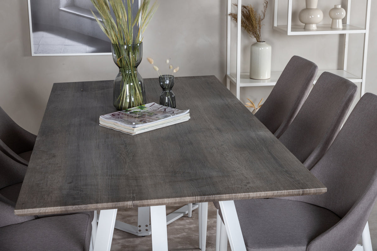 Venture Design Leone & Marina Matstolar 2-pack Grå + Rektangulära Matbord 180 x 90 Grå