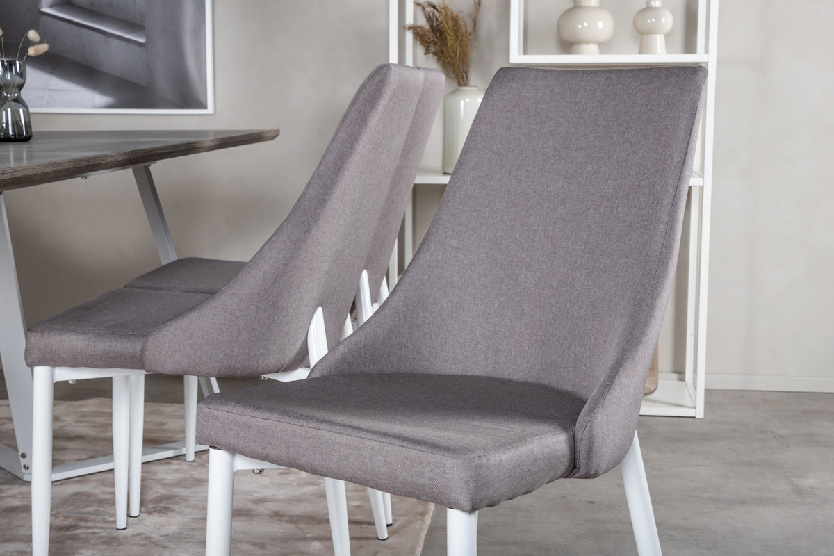 Venture Design Leone & Marina Matstolar 2-pack Grå + Rektangulära Matbord 180 x 90 Grå