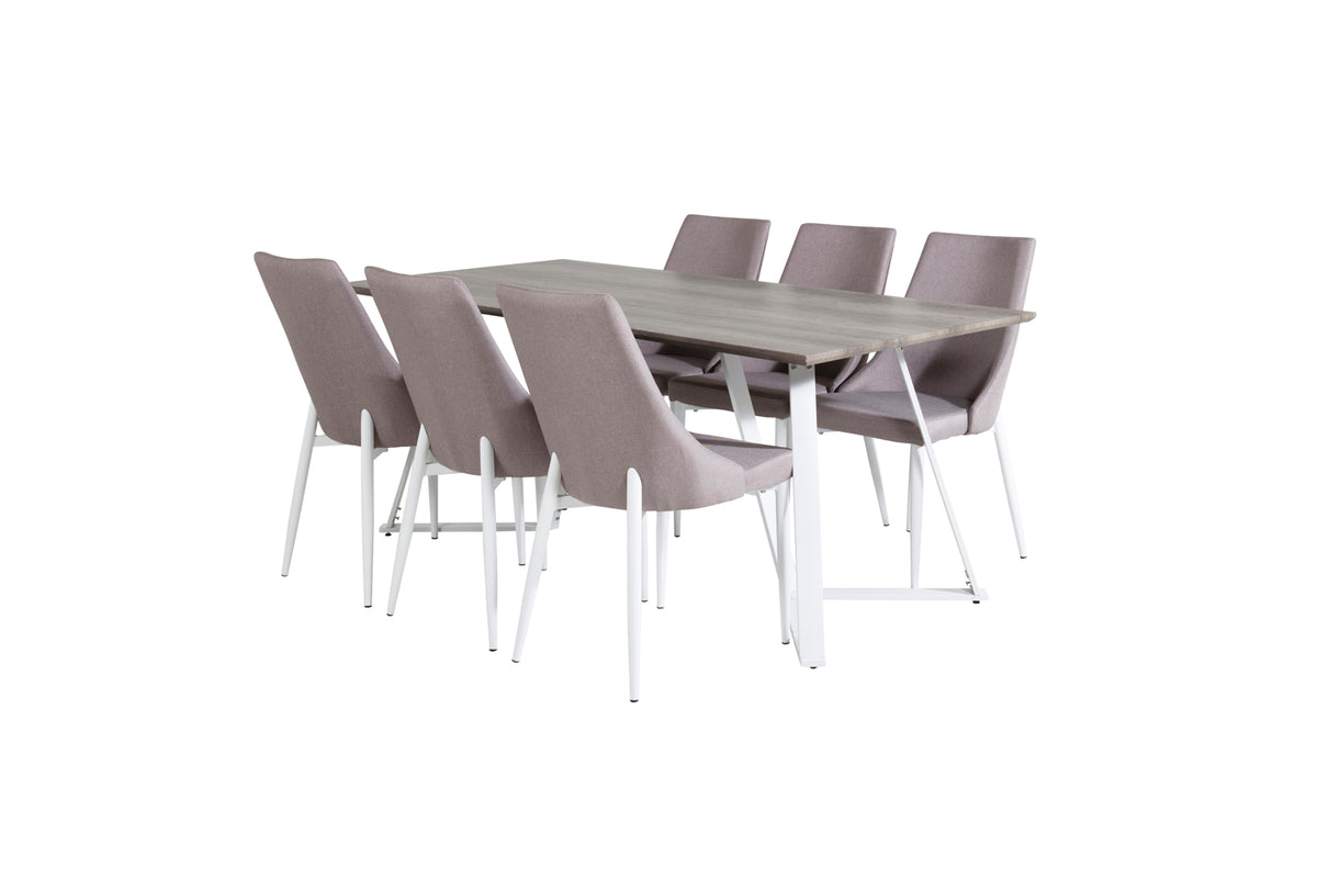 Venture Design Leone & Marina Matstolar 2-pack Grå + Rektangulära Matbord 180 x 90 Grå
