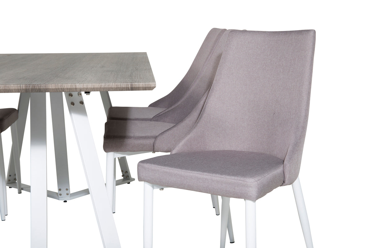 Venture Design Leone & Marina Matstolar 2-pack Grå + Rektangulära Matbord 180 x 90 Grå