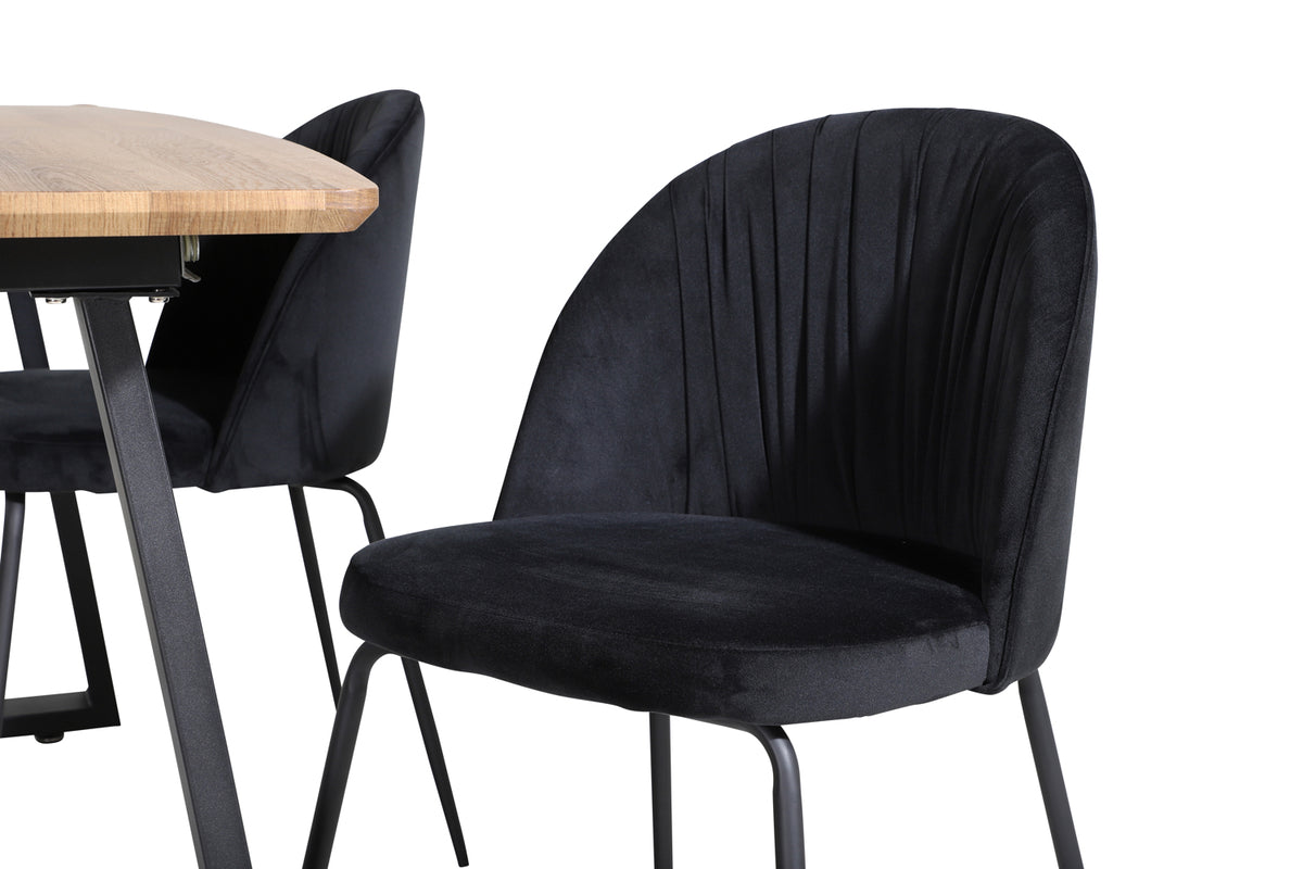Venture Design Wrinkles & Inca Matstolar 2-pack Svart + Rektangulära Matbord 160 x 85 Valnöt