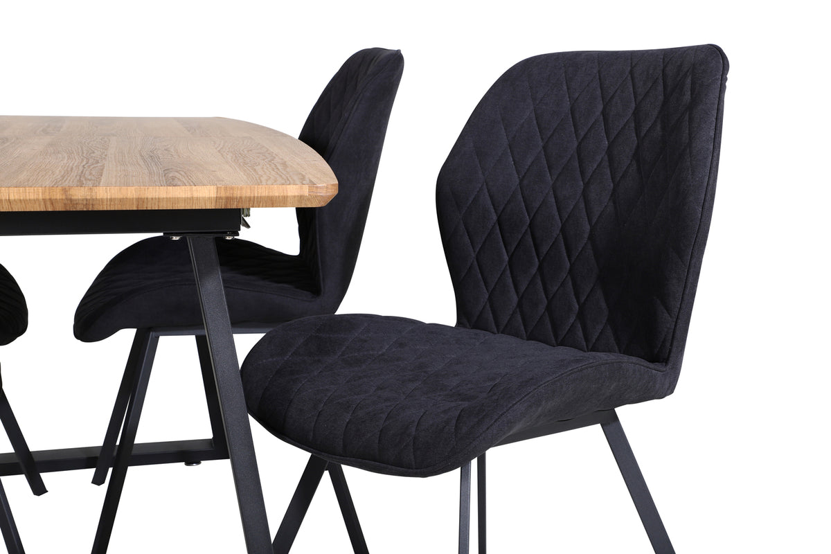 Venture Design Gemma & Inca Matstolar 2-pack Svart + Rektangulära Matbord 160 x 85 Valnöt