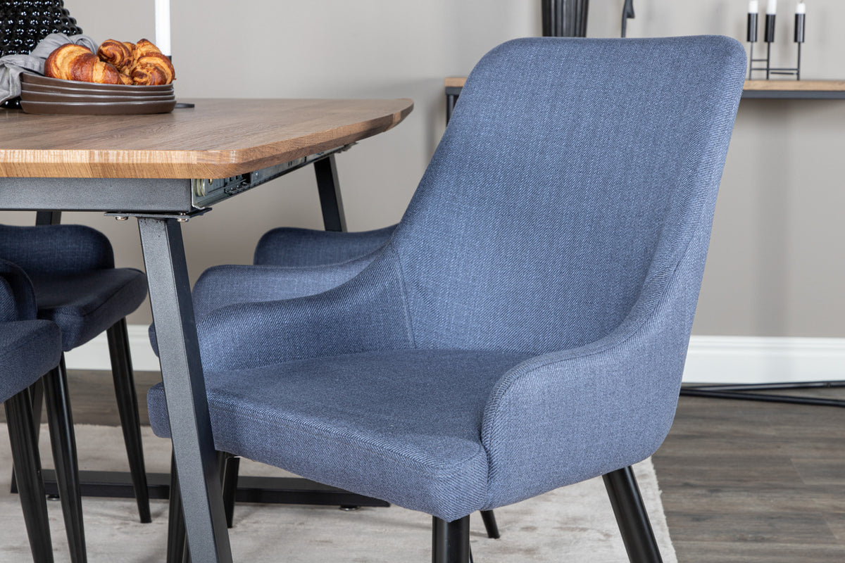 Venture Design Plaza & Inca Matstolar 2-pack Blå + Rektangulära Matbord 160 x 85 Valnöt