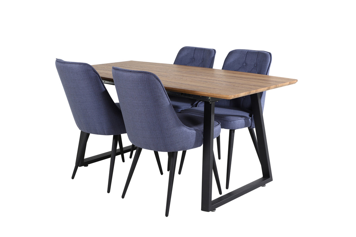 Venture Design Inca & Velvet Deluxe Matbord 85x160 + Matstolar Blå