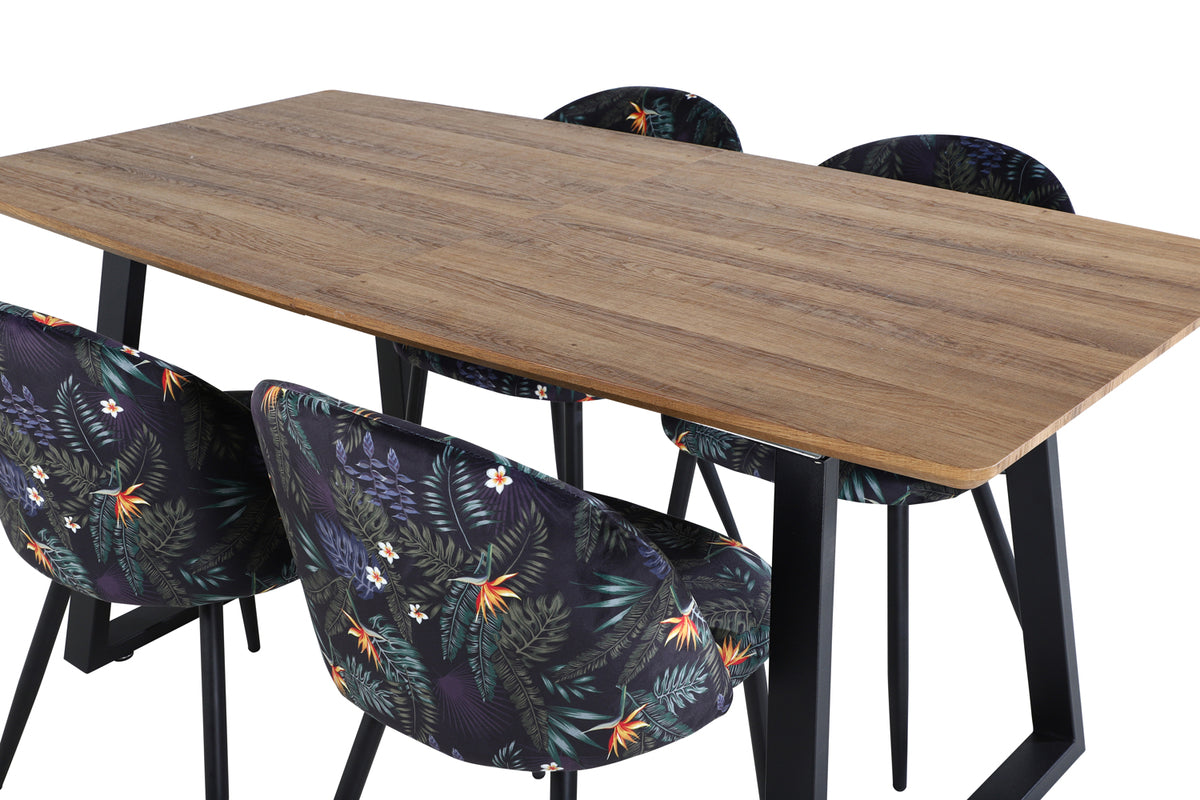 Venture Design Velvet & Inca Matstolar Svart + Matbord 85x160