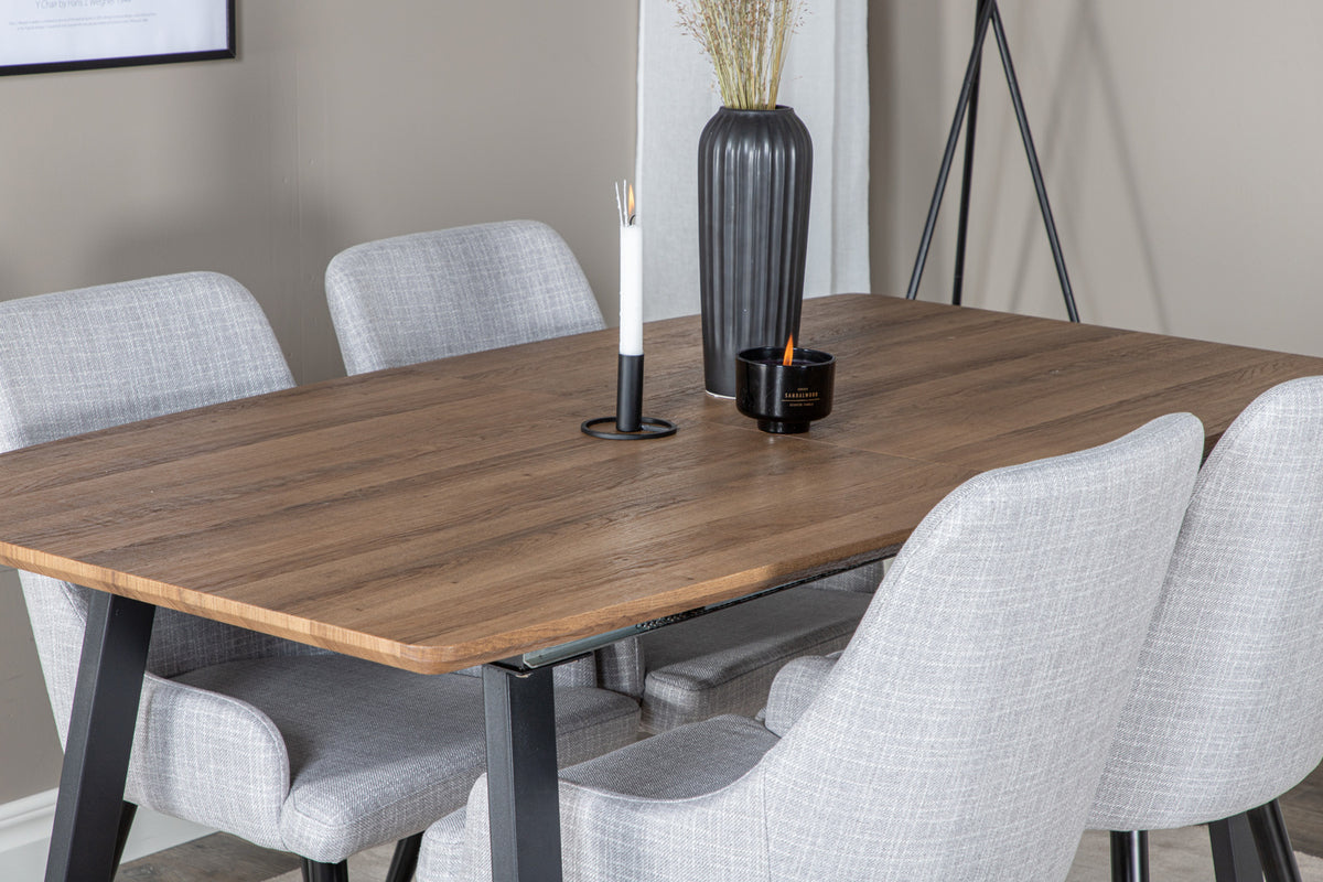 Venture Design Plaza & Inca Matstolar 2-pack Grå + Rektangulära Matbord 160 x 85 Valnöt