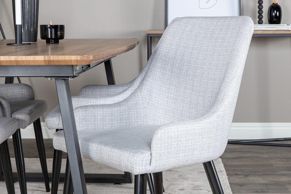 Venture Design Plaza & Inca Matstolar 2-pack Grå + Rektangulära Matbord 160 x 85 Valnöt