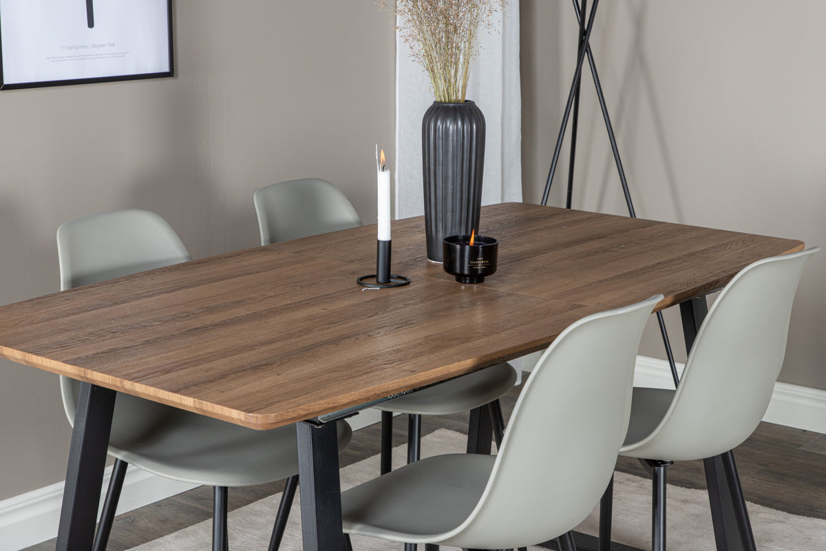 Venture Design Polar & Inca Matstolar 2-pack Grå + Rektangulära Matbord 160 x 85 Valnöt