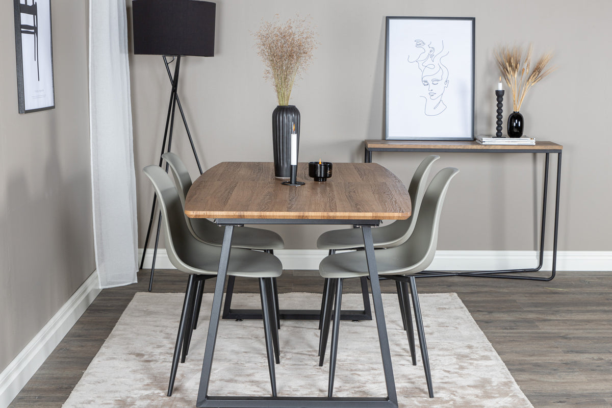 Venture Design Polar & Inca Matstolar 2-pack Grå + Rektangulära Matbord 160 x 85 Valnöt