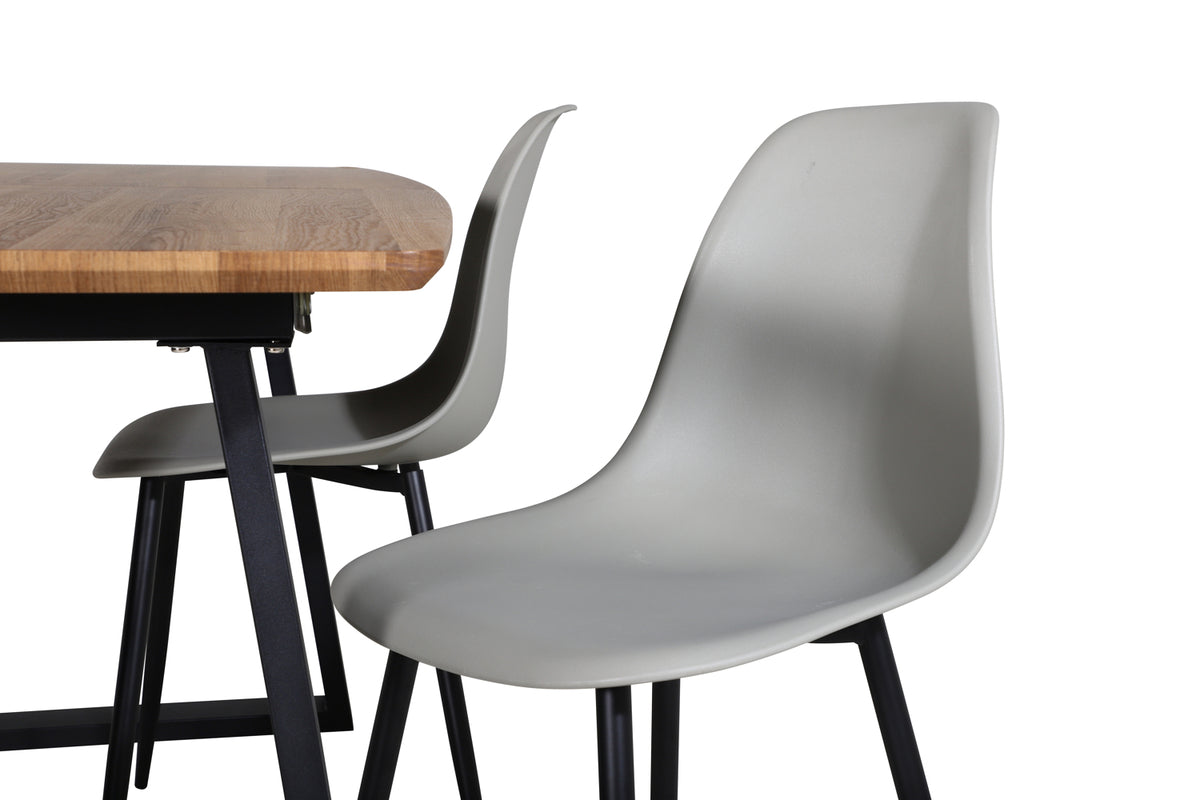 Venture Design Polar & Inca Matstolar 2-pack Grå + Rektangulära Matbord 160 x 85 Valnöt