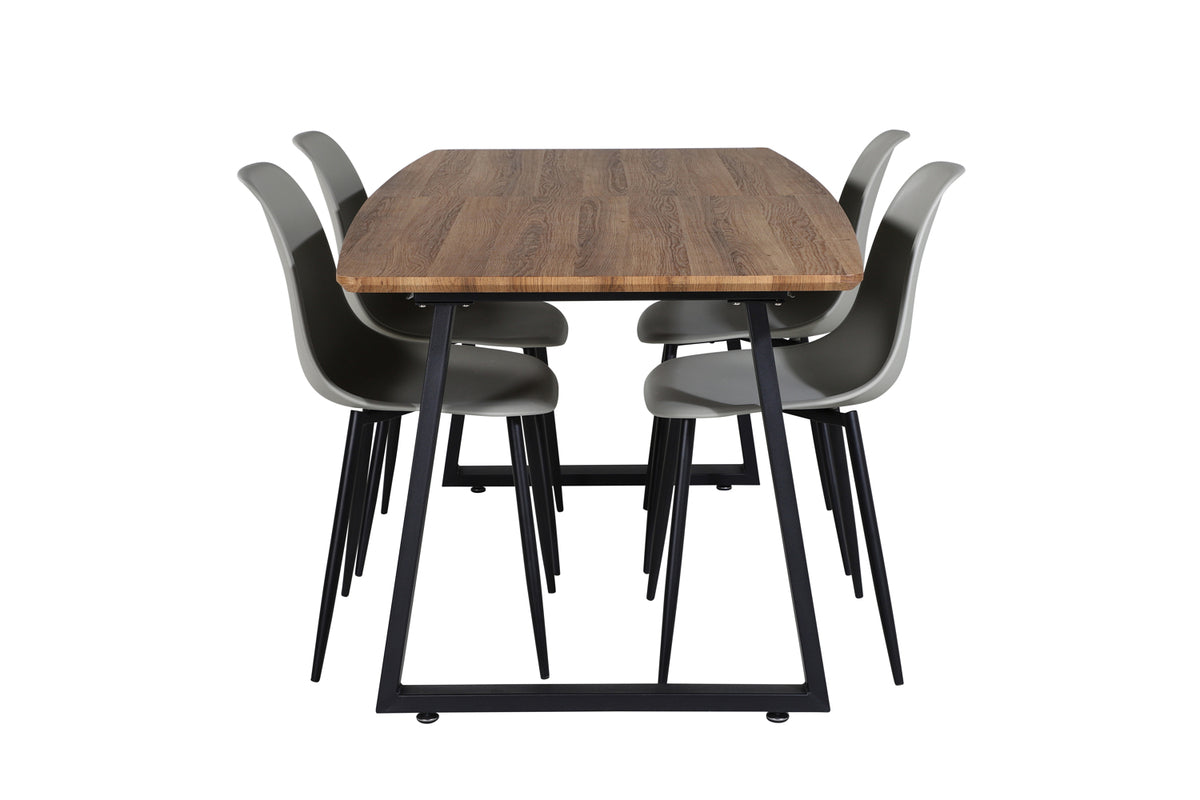 Venture Design Polar & Inca Matstolar 2-pack Grå + Rektangulära Matbord 160 x 85 Valnöt