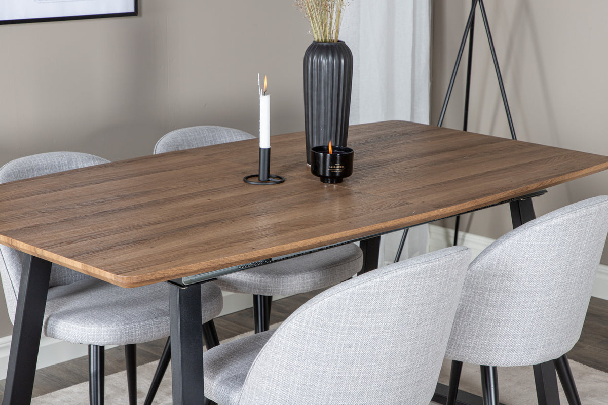 Venture Design Velvet & Inca Matstolar 2-pack Grå + Rektangulära Matbord 160 x 85 Valnöt