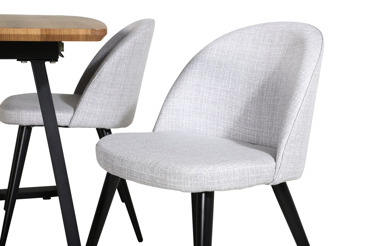 Venture Design Velvet & Inca Matstolar 2-pack Grå + Rektangulära Matbord 160 x 85 Valnöt