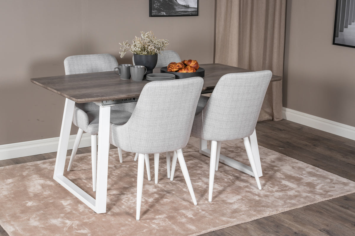 Venture Design Plaza & Inca Matstolar 2-pack Grå + Rektangulära Matbord 160 x 85 Natur