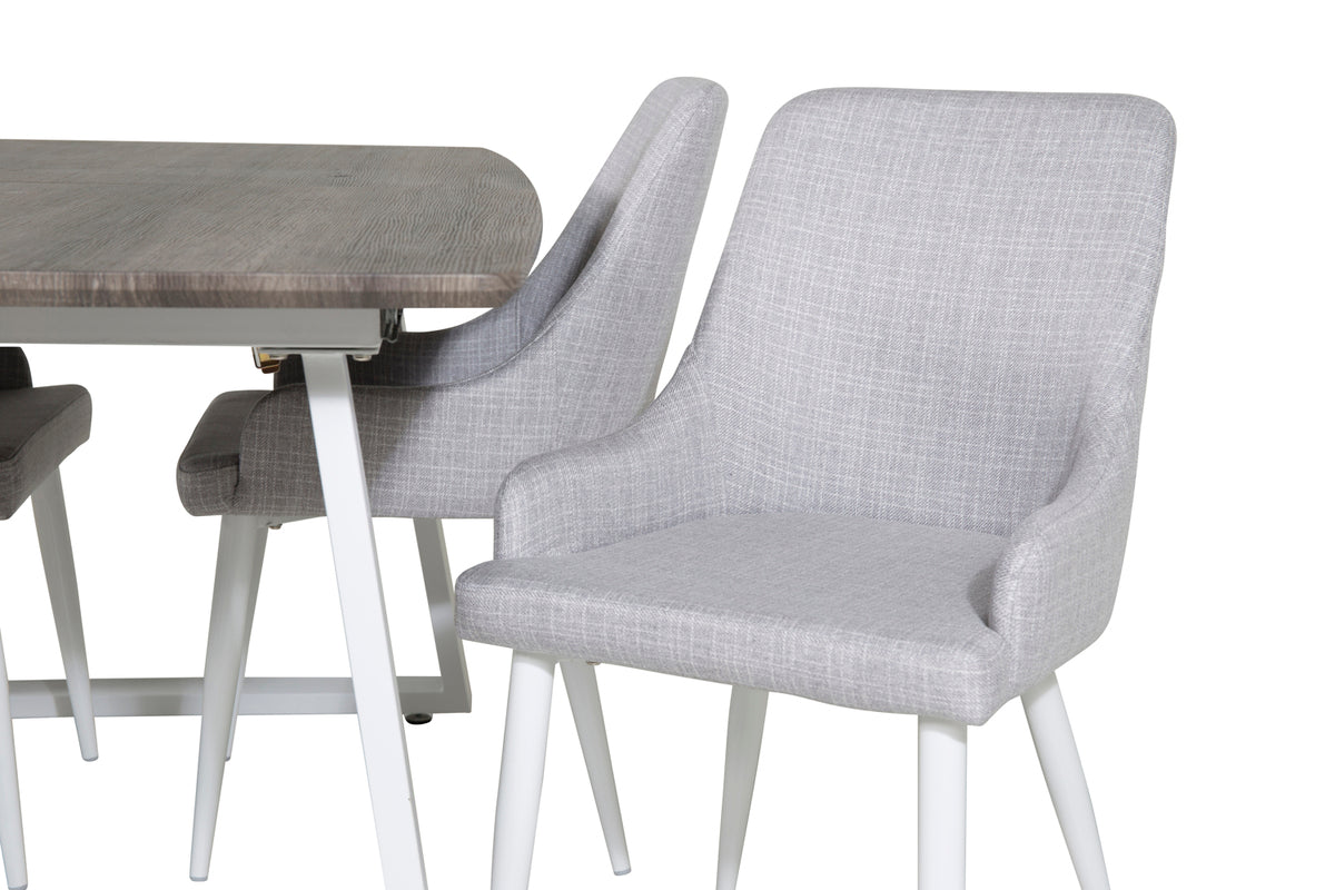 Venture Design Plaza & Inca Matstolar 2-pack Grå + Rektangulära Matbord 160 x 85 Natur