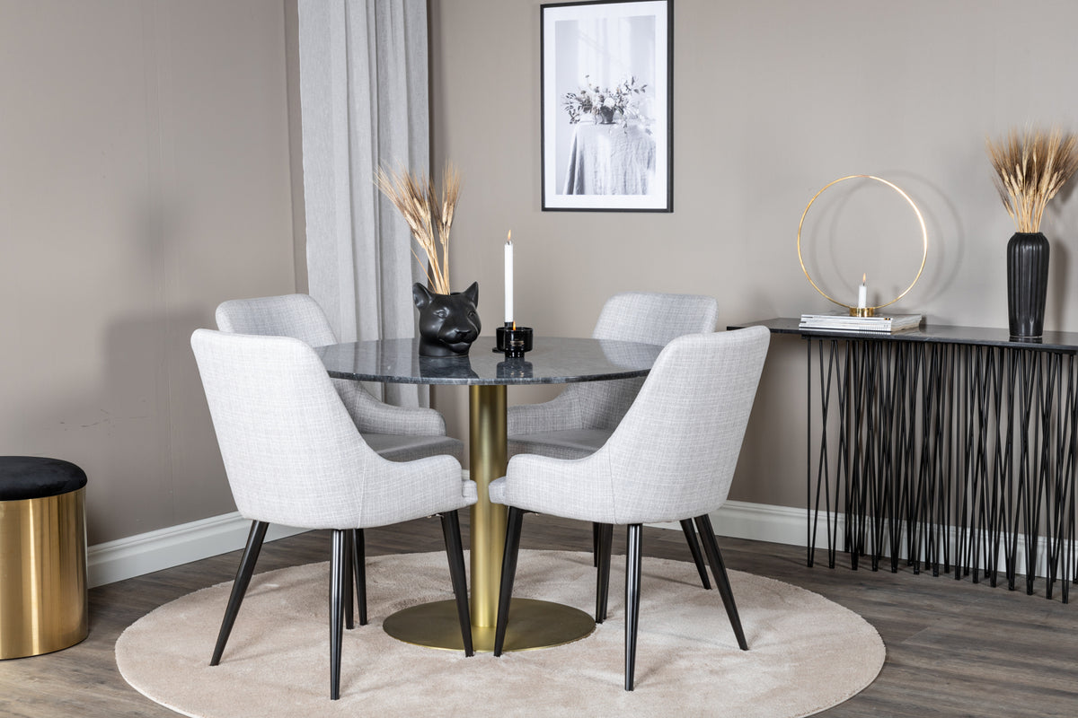 Venture Design Plaza & Estelle Matstolar 2-pack Grå + Runda Matbord ⌀106 Mörkgrå