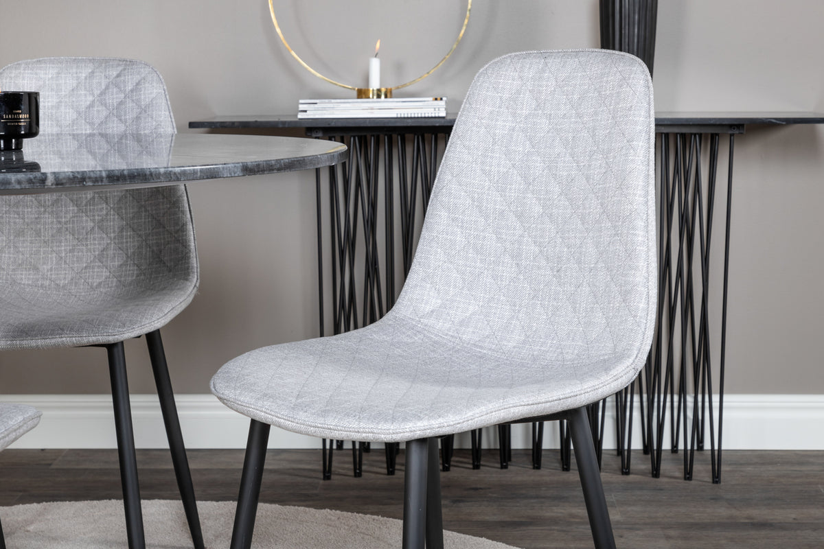 Venture Design Polar & Estelle Matstolar 2-pack Grå + Runda Matbord ⌀106 Mörkgrå