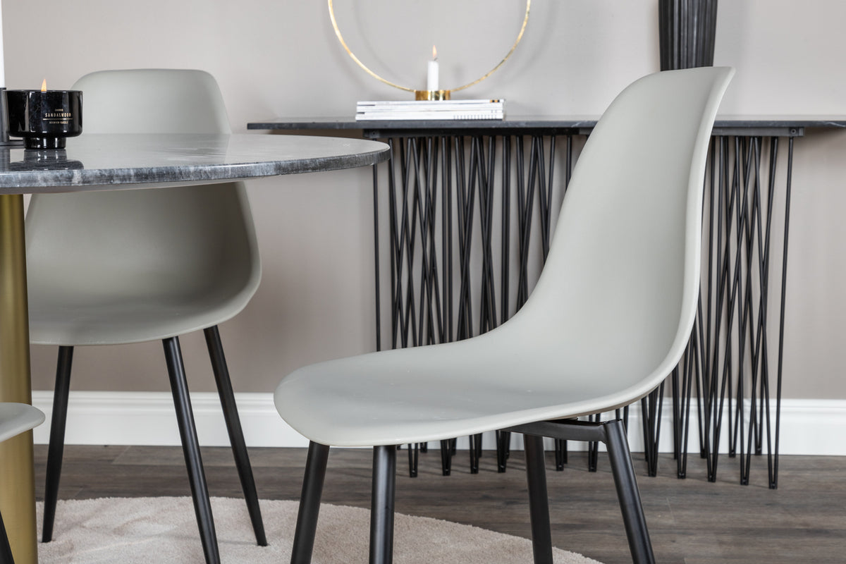 Venture Design Polar & Estelle Matstolar 2-pack Grå + Runda Matbord ⌀106 Mörkgrå