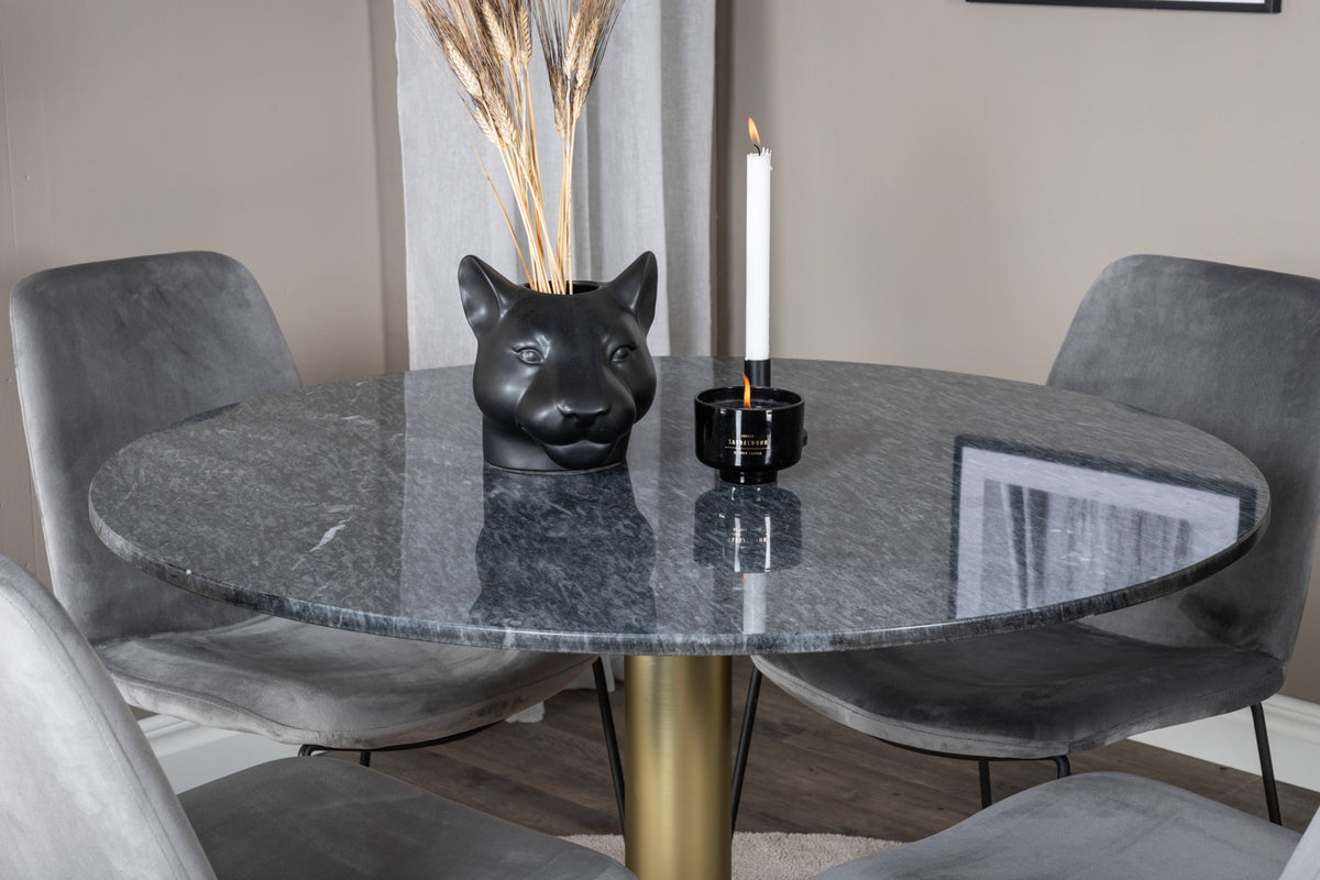 Venture Design Muce & Estelle Matstolar 2-pack Grå + Runda Matbord ⌀106 Mörkgrå