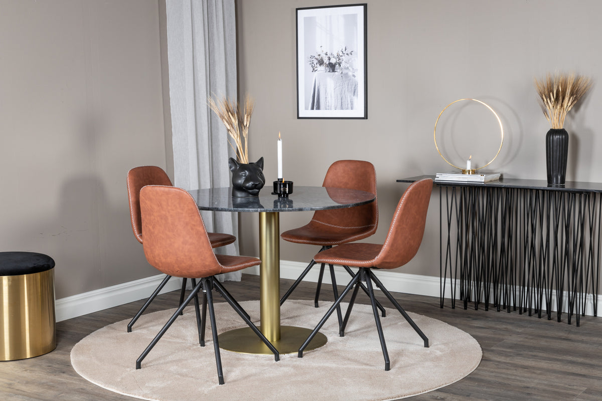 Venture Design Polar & Estelle Matstolar Brun + Matbord ⌀106