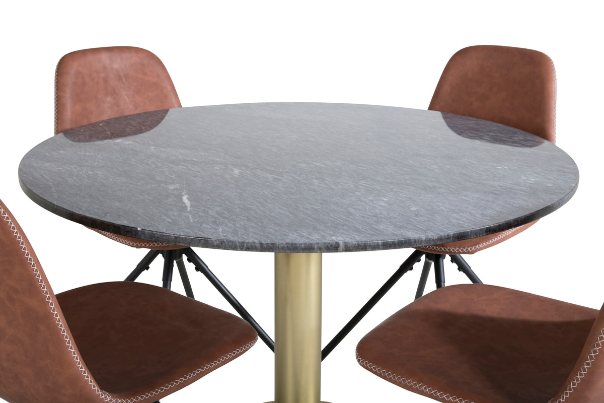 Venture Design Polar & Estelle Matstolar Brun + Matbord ⌀106