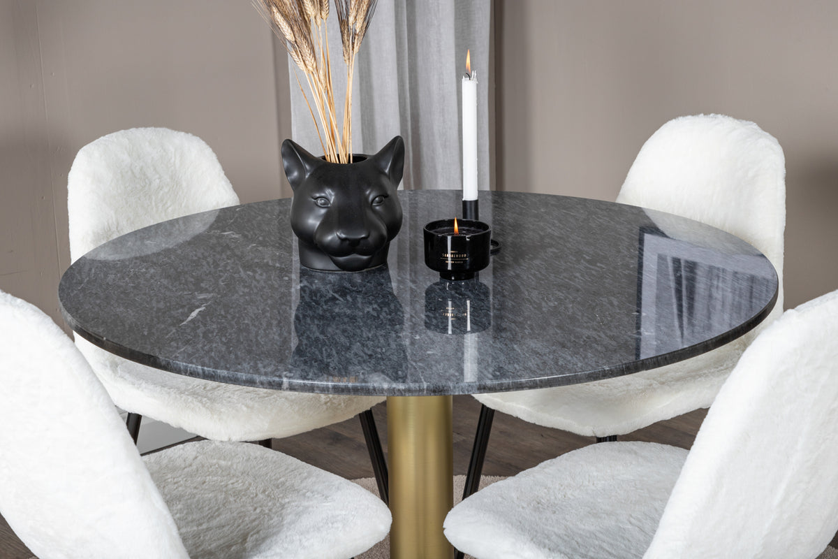 Venture Design Polar & Estelle Matstolar Vit + Matbord ⌀106