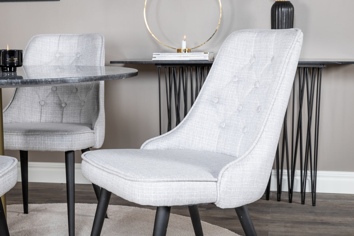 Venture Design Estelle & Velvet Deluxe Matbord ⌀106 + Matstolar Grå