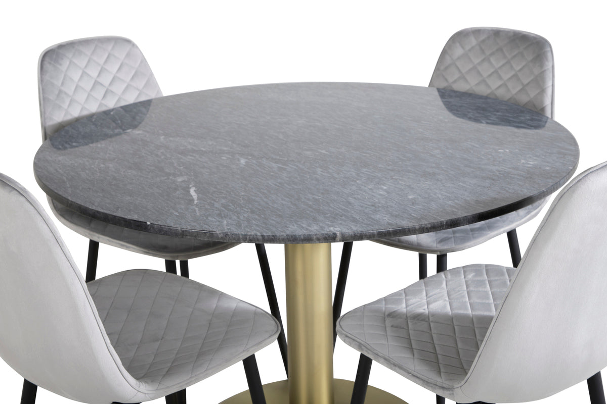 Venture Design Polar & Estelle Matstolar 2-pack Grå + Runda Matbord ⌀106 Mörkgrå