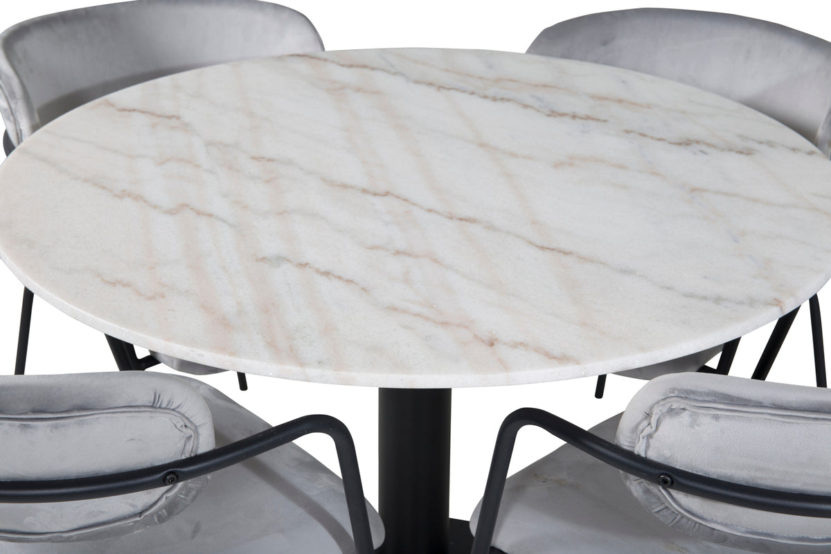 Venture Design Arrow & Estelle Matstolar Grå + Matbord ⌀106
