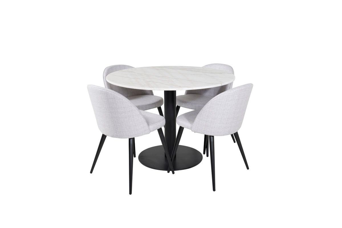 Venture Design Velvet & Estelle Matstolar Grå + Matbord ⌀106
