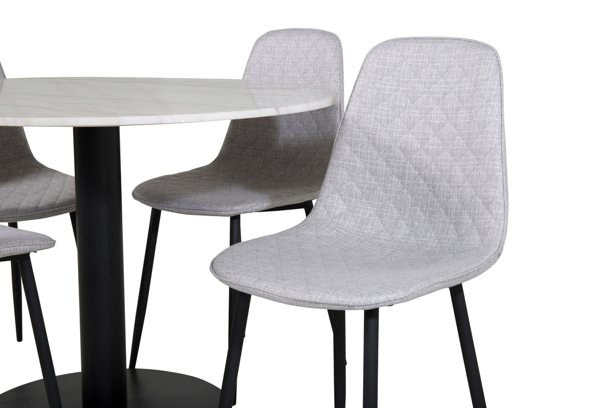 Venture Design Polar & Estelle Matstolar 2-pack Grå + Runda Matbord ⌀106 Vit