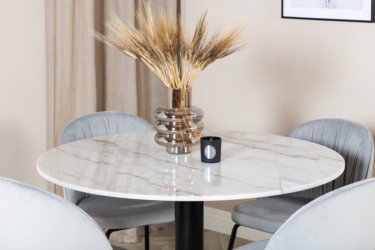 Venture Design Wrinkles & Estelle Matstolar Grå + Matbord ⌀106
