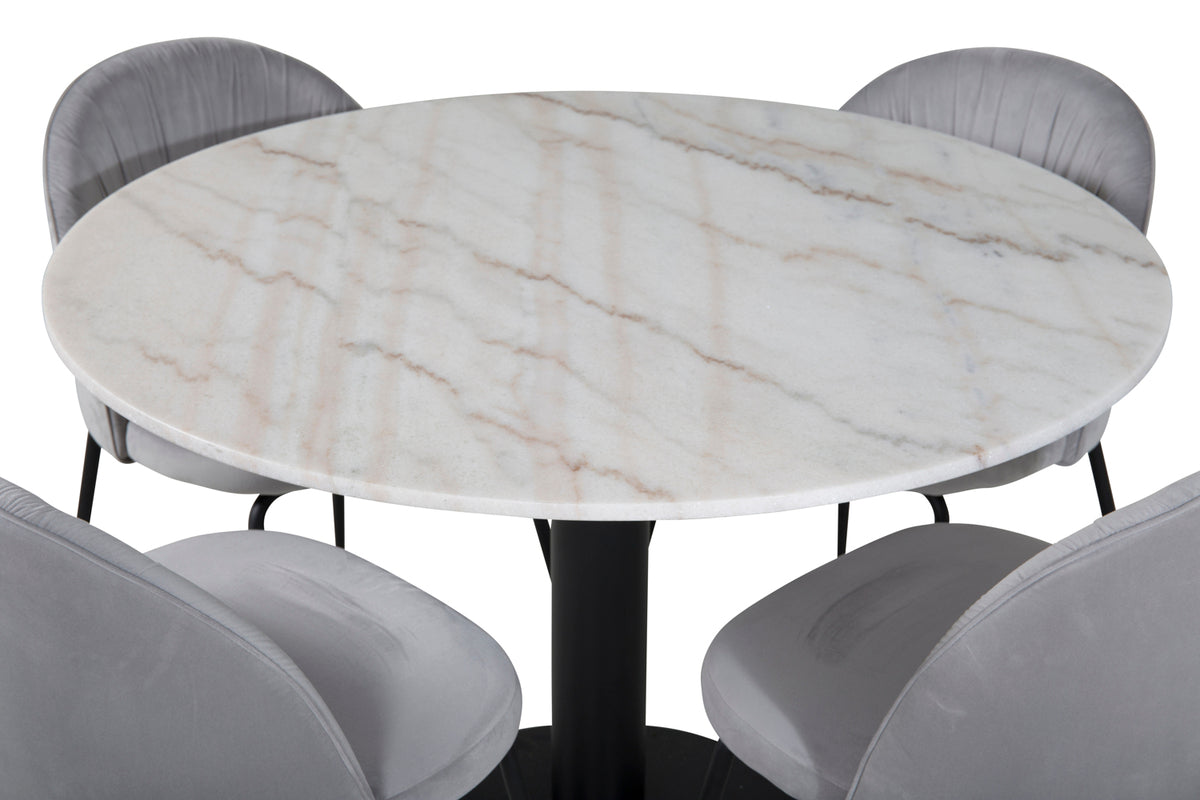 Venture Design Wrinkles & Estelle Matstolar Grå + Matbord ⌀106