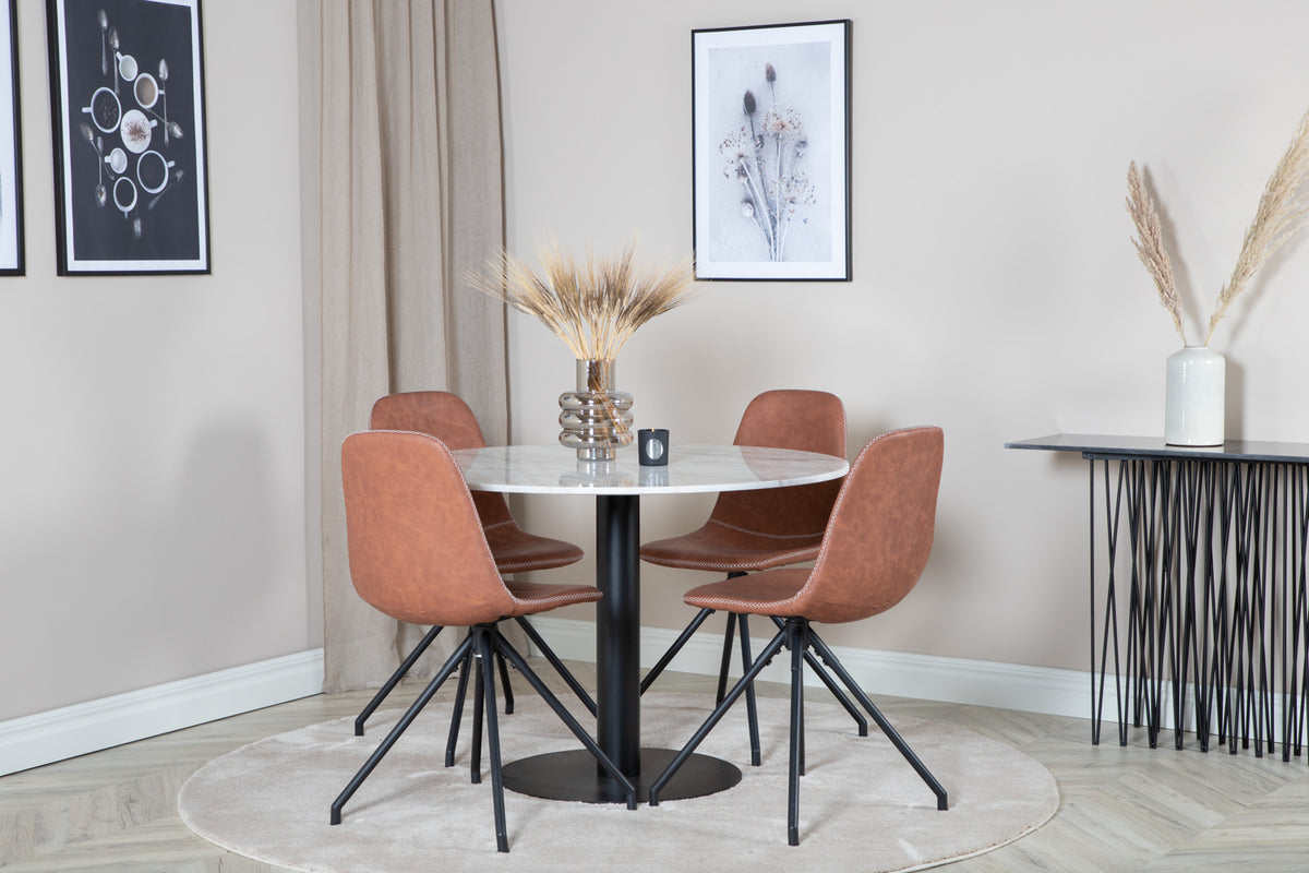 Venture Design Polar & Estelle Matstolar Brun + Matbord ⌀106