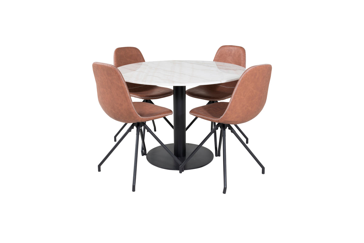 Venture Design Polar & Estelle Matstolar Brun + Matbord ⌀106