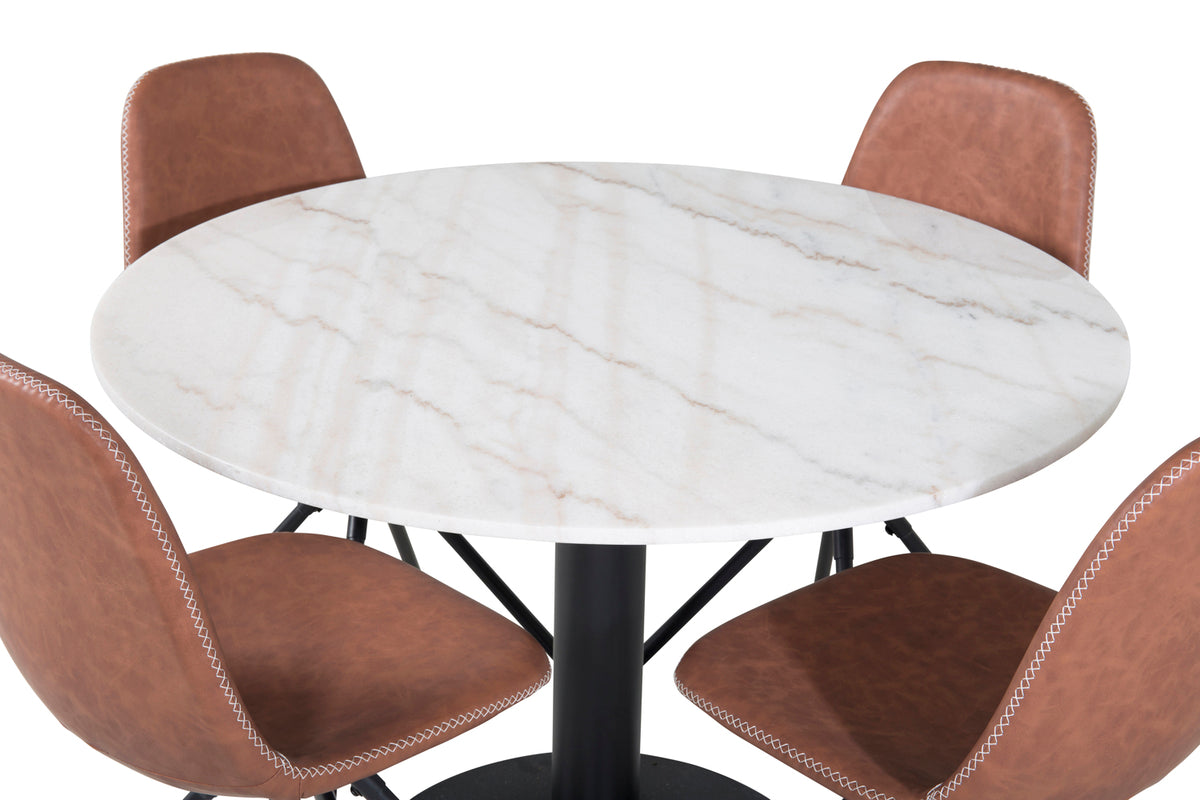 Venture Design Polar & Estelle Matstolar Brun + Matbord ⌀106