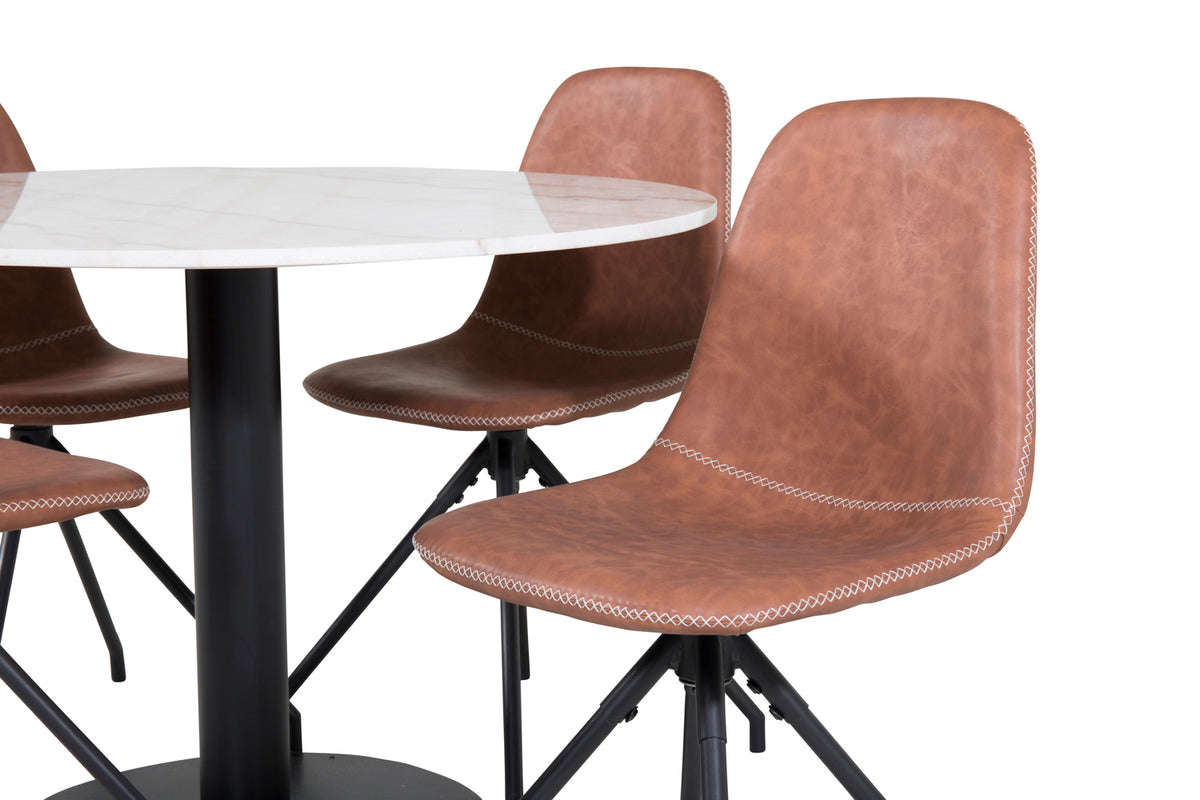 Venture Design Polar & Estelle Matstolar Brun + Matbord ⌀106