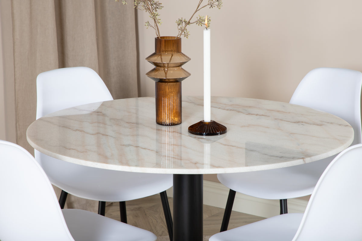 Venture Design Polar & Estelle Matstolar Vit + Matbord ⌀106