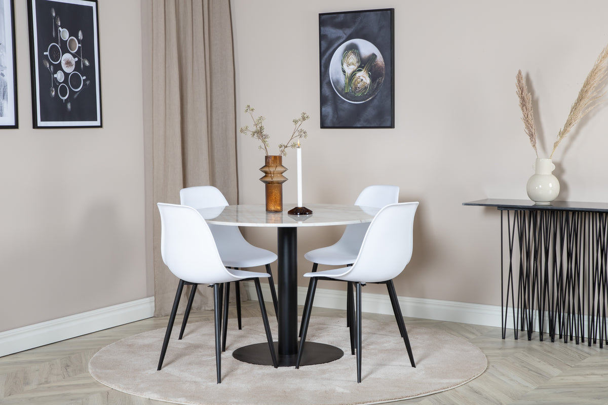Venture Design Polar & Estelle Matstolar Vit + Matbord ⌀106